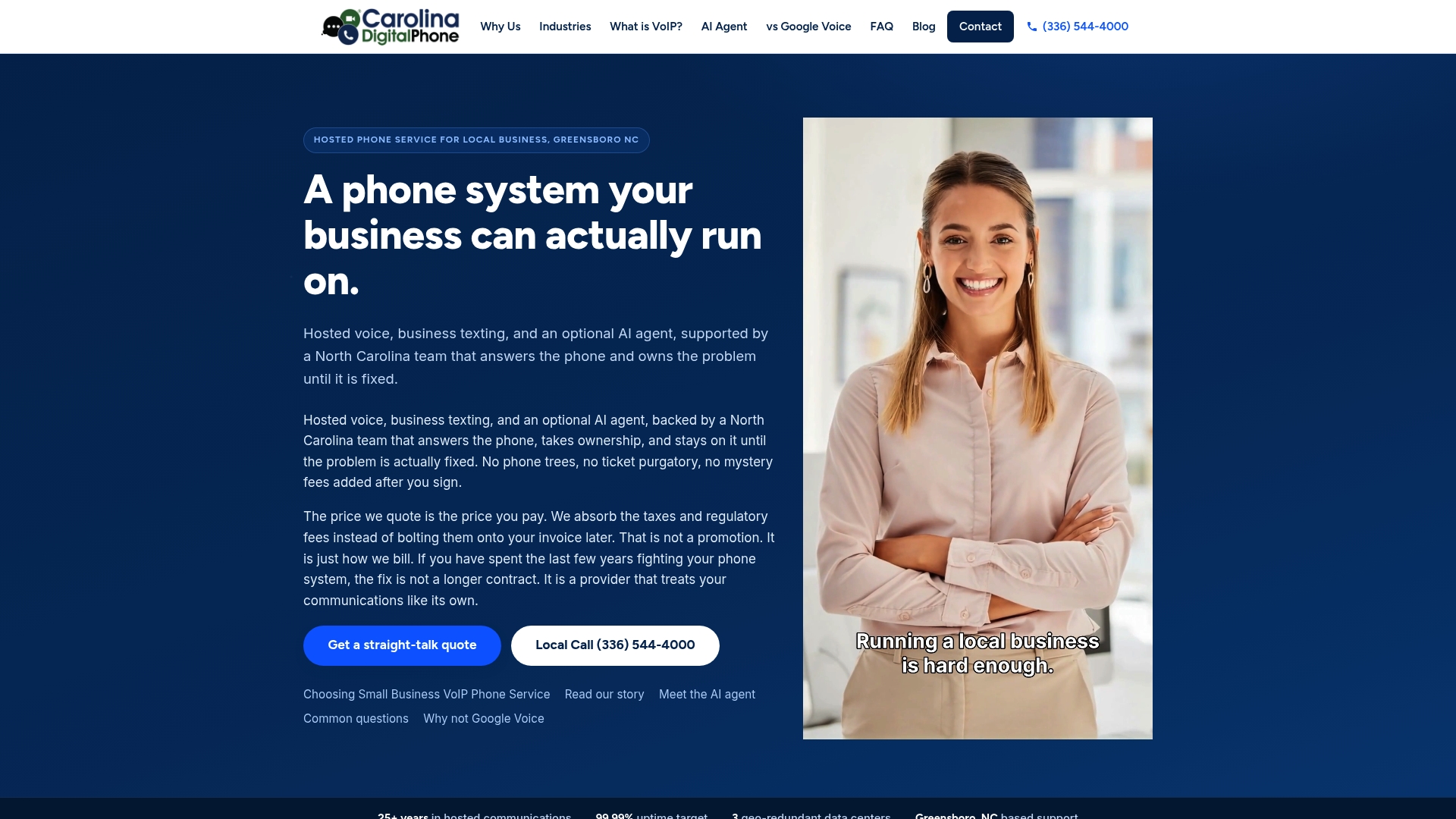 Carolina Digital Phone hosted VoIP home page for local business phone service